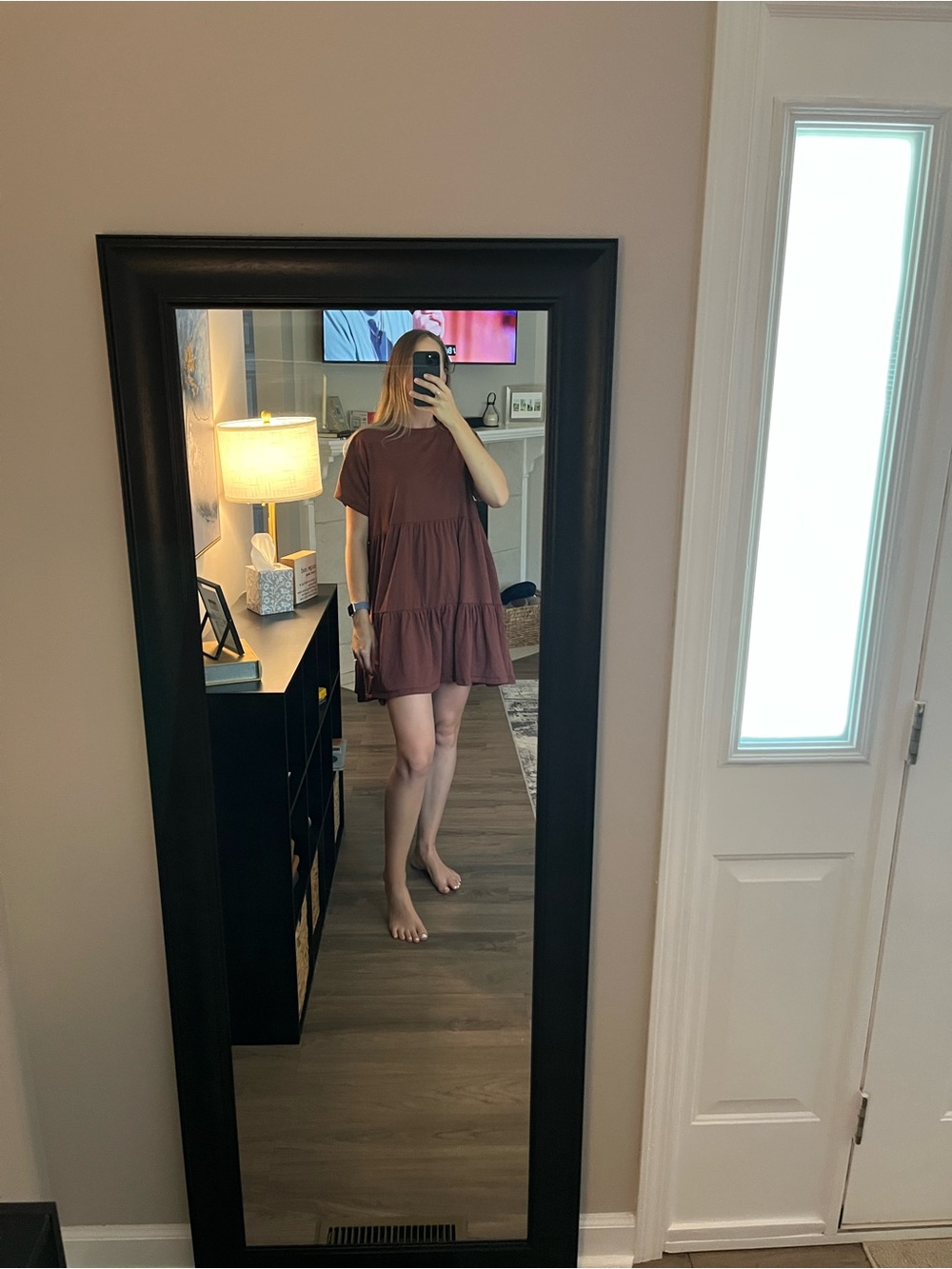 Old Navy Short Tiered Babydoll Dress in Brown